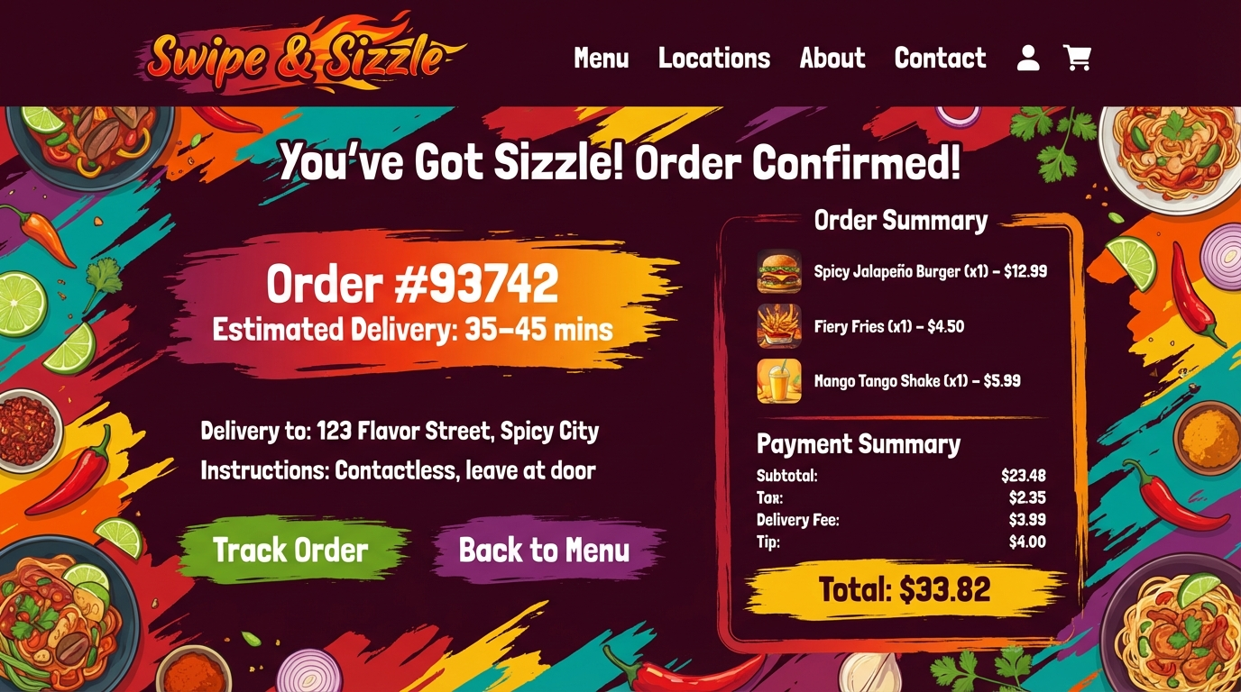 Swipe & Sizzle Order Confirmation preview